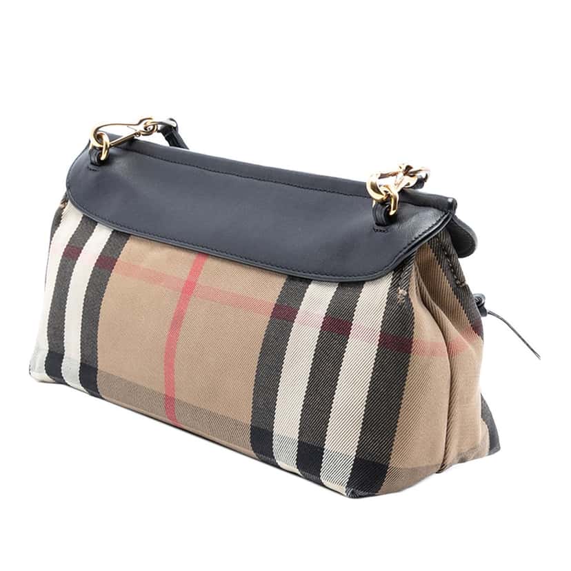 Burberry House Check Canvas and Leather Crossbody Brown Very good condition - Back View