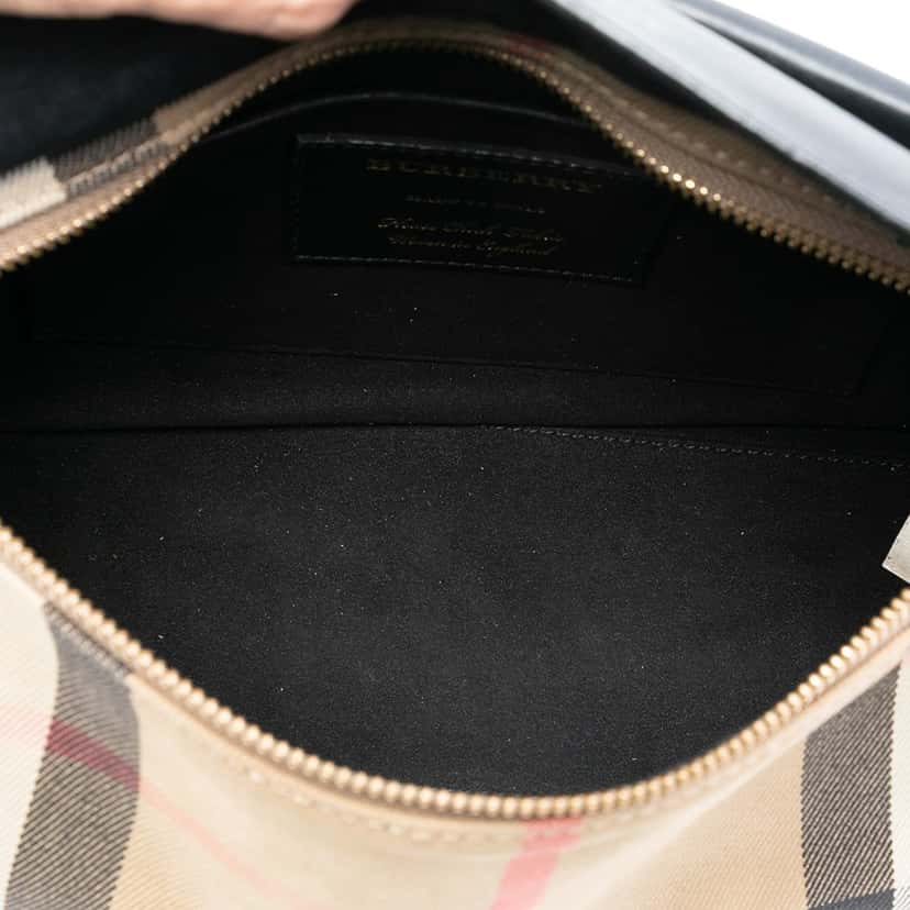 Burberry House Check Canvas and Leather Crossbody Brown Very good condition - Model View