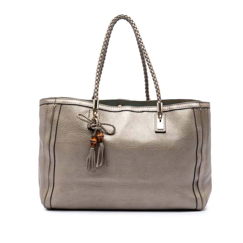 Gucci Metallic Grained Leather Bella Tote Gold Leather Very good condition - Front View