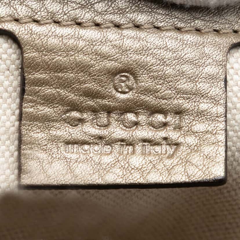 Gucci Metallic Grained Leather Bella Tote Gold Leather Very good condition - Box View