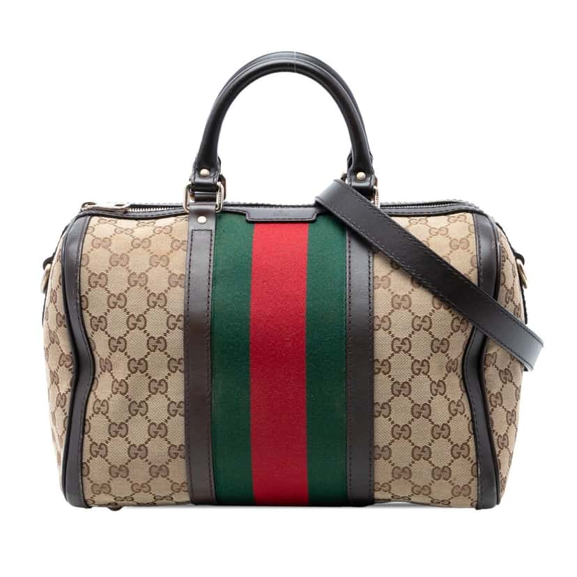 Gucci Medium GG Canvas Web Joy Boston Bag Beige Very good condition - Front View