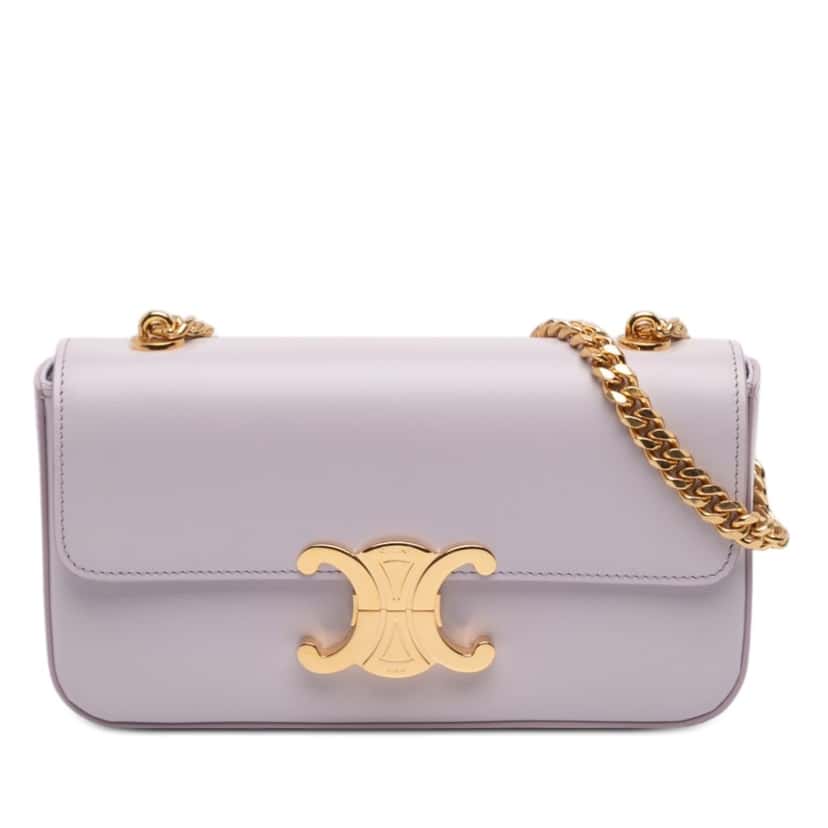 Celine Shiny Calfskin Claude Chain Shoulder Bag Purple Leather Very good condition - Front View