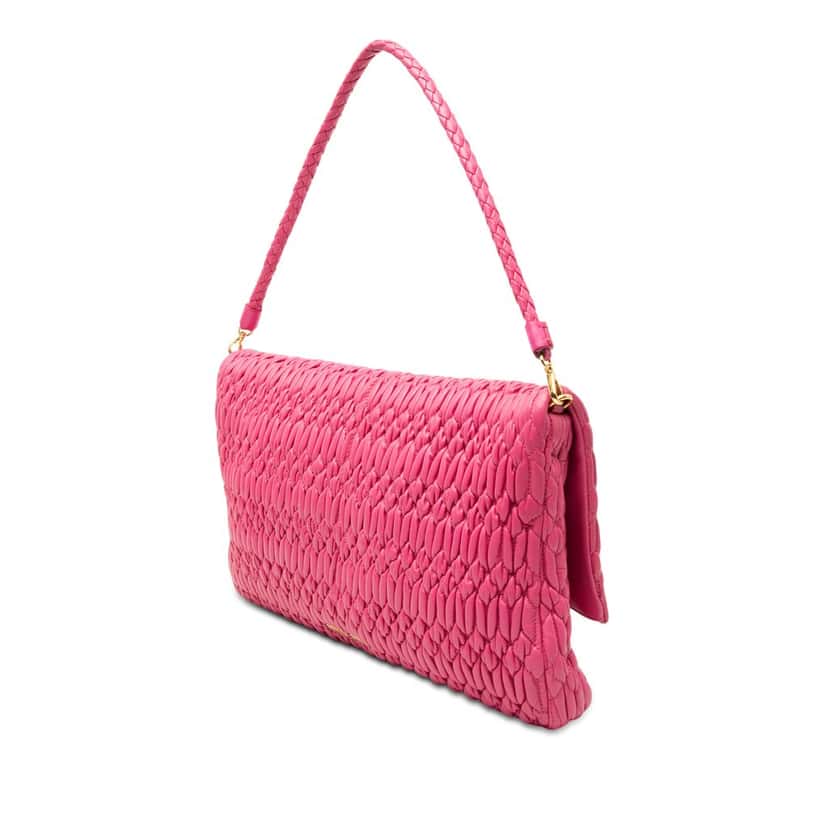 Miu Miu Matelasse Nappa Crystal Chain Satchel Pink Leather Very good condition - Back View