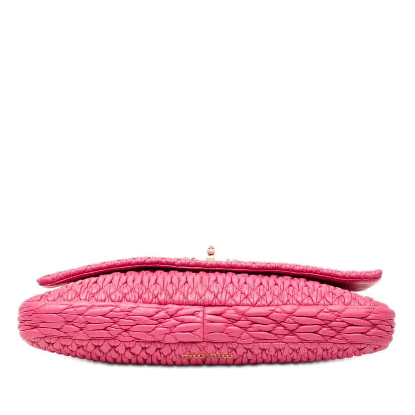 Miu Miu Matelasse Nappa Crystal Chain Satchel Pink Leather Very good condition - Inside View