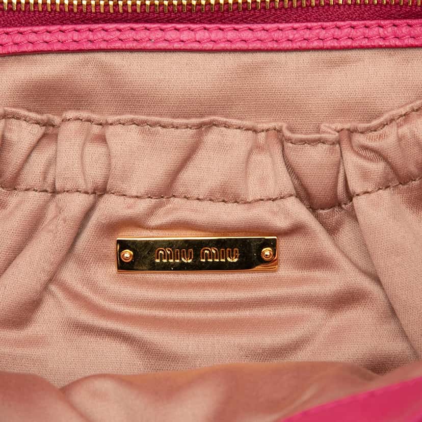 Miu Miu Matelasse Nappa Crystal Chain Satchel Pink Leather Very good condition - Box View
