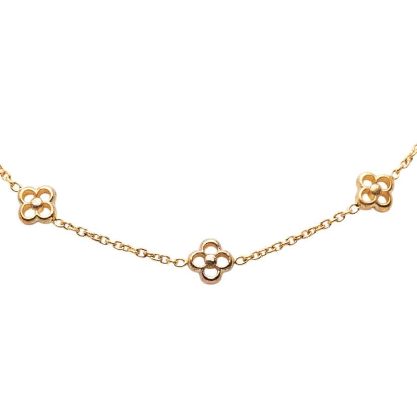 Louis Vuitton Gold Plated Flower Full Necklace Gold Metal Very good condition - Inside View