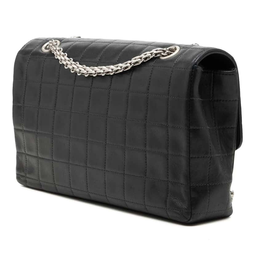 Chanel Chocolate Bar Lambskin Reissue 2.55 Single Flap Black Leather Very good condition - Back View