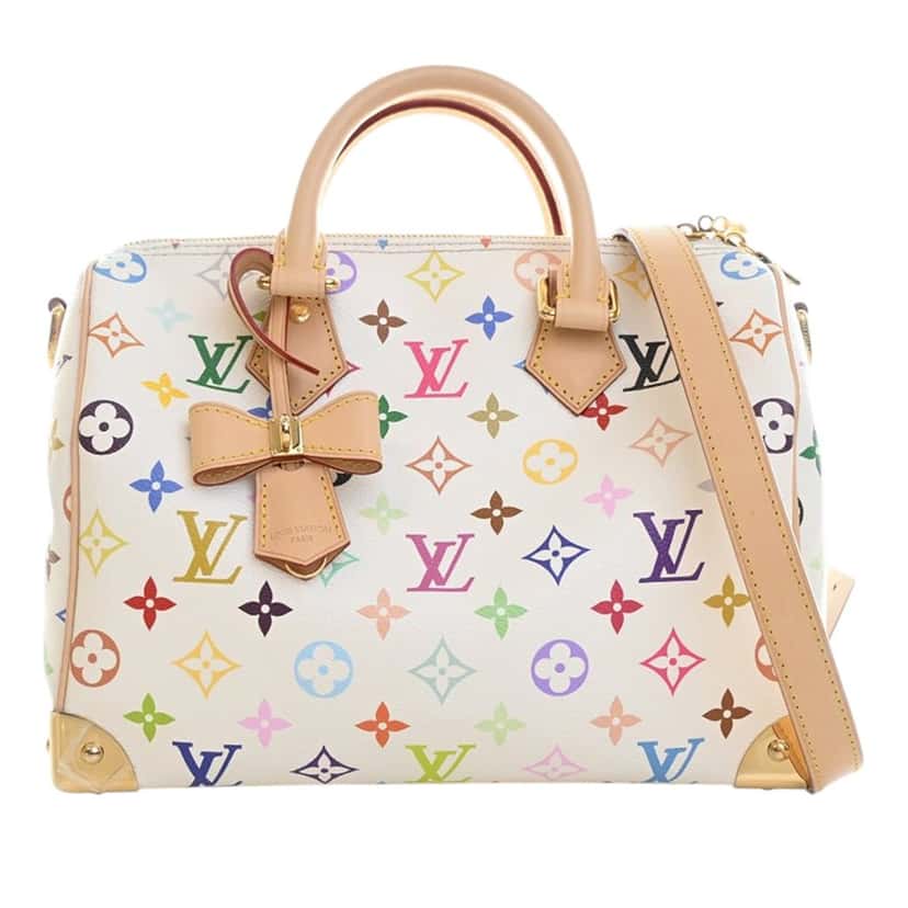 Louis Vuitton Takashi Murakami Monogram Multicolore Speedy Bandouliere 25 White Very good condition - Front View