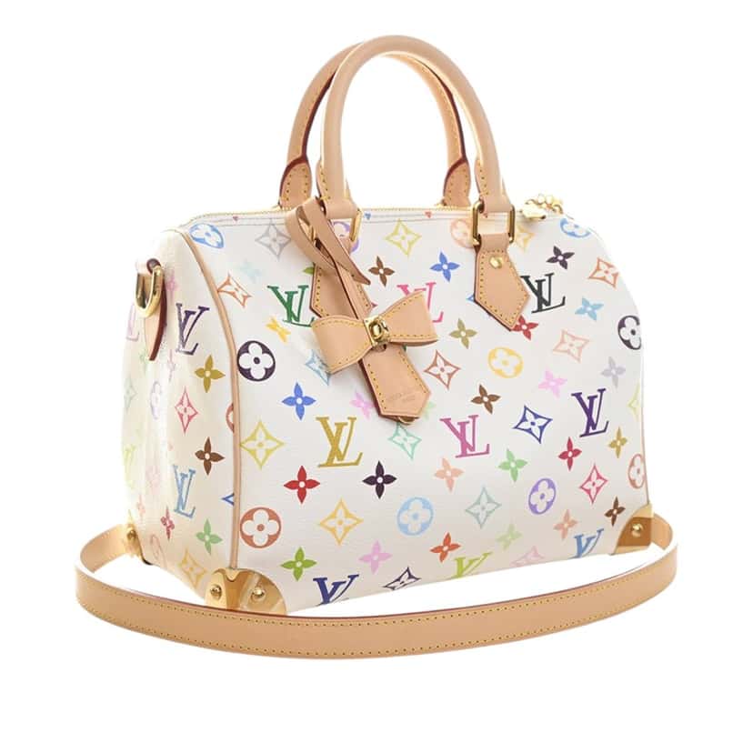 Louis Vuitton Takashi Murakami Monogram Multicolore Speedy Bandouliere 25 White Very good condition - Back View
