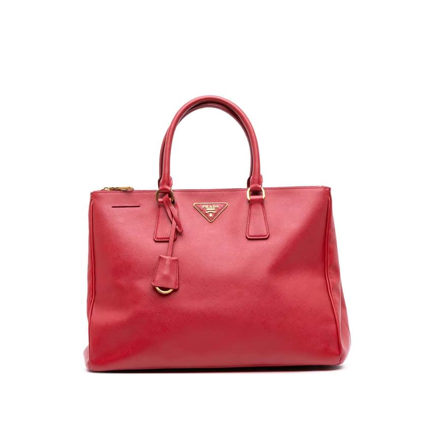 Prada Large Saffiano Lux Galleria Double Zip Satchel Red Leather Very good condition - Front View