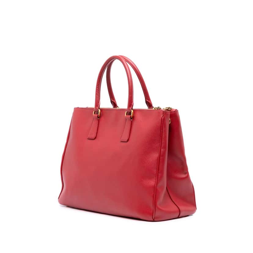 Prada Large Saffiano Lux Galleria Double Zip Satchel Red Leather Very good condition - Back View