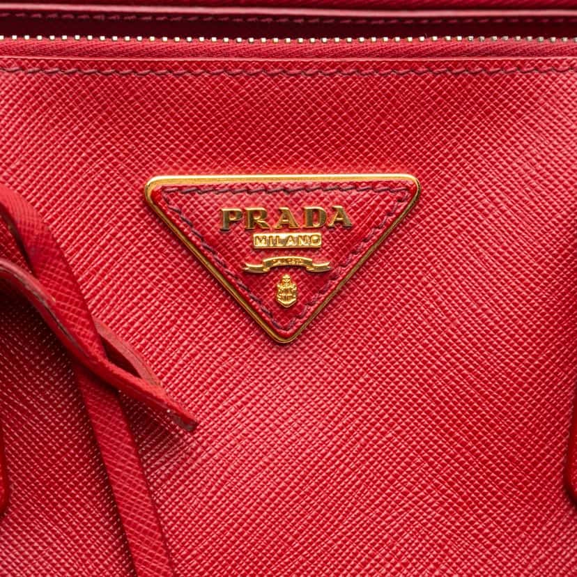Prada Large Saffiano Lux Galleria Double Zip Satchel Red Leather Very good condition - Box View