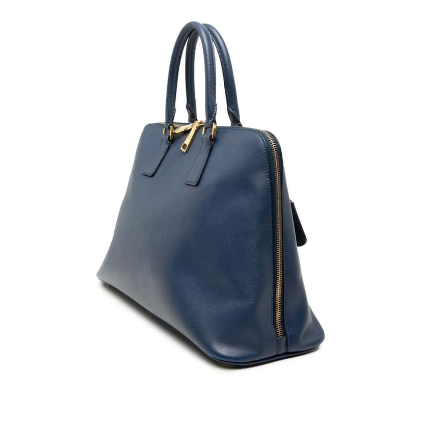 Prada Large Saffiano Lux Promenade Satchel Blue Leather Very good condition - Back View