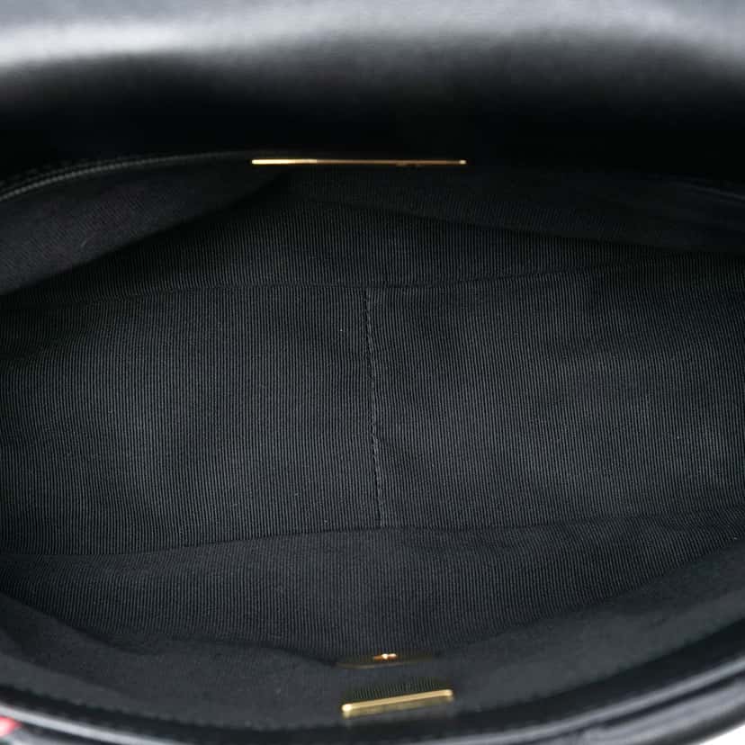 Chanel Medium Lambskin and Printed Silk Fixation 19 Flap Black Leather Very good condition - Model View