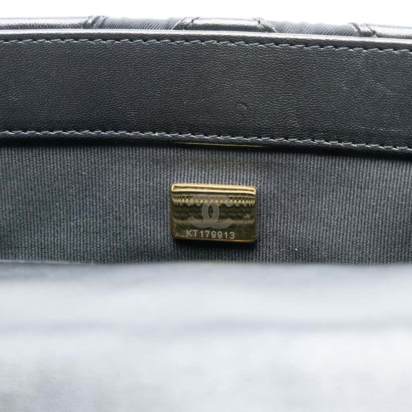 Chanel Medium Lambskin and Printed Silk Fixation 19 Flap Black Leather Very good condition - Box View