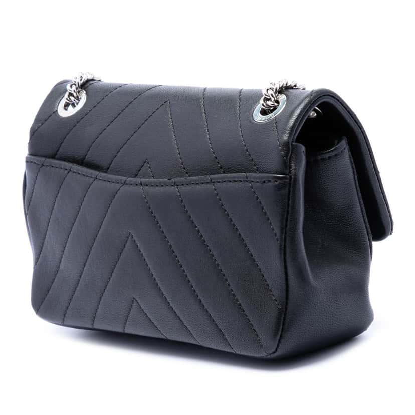 Chanel Mini CC Chevron Calfskin Single Flap Black Leather Very good condition - Back View