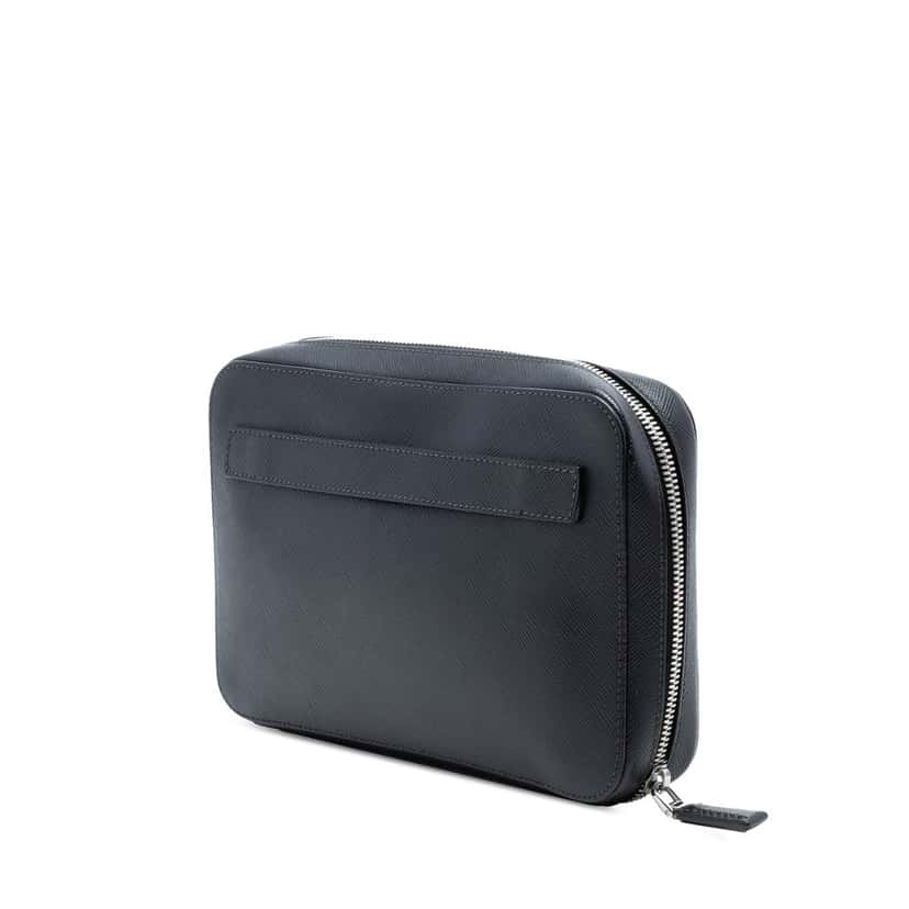 Prada Saffiano Clutch Black Leather Very good condition - Back View