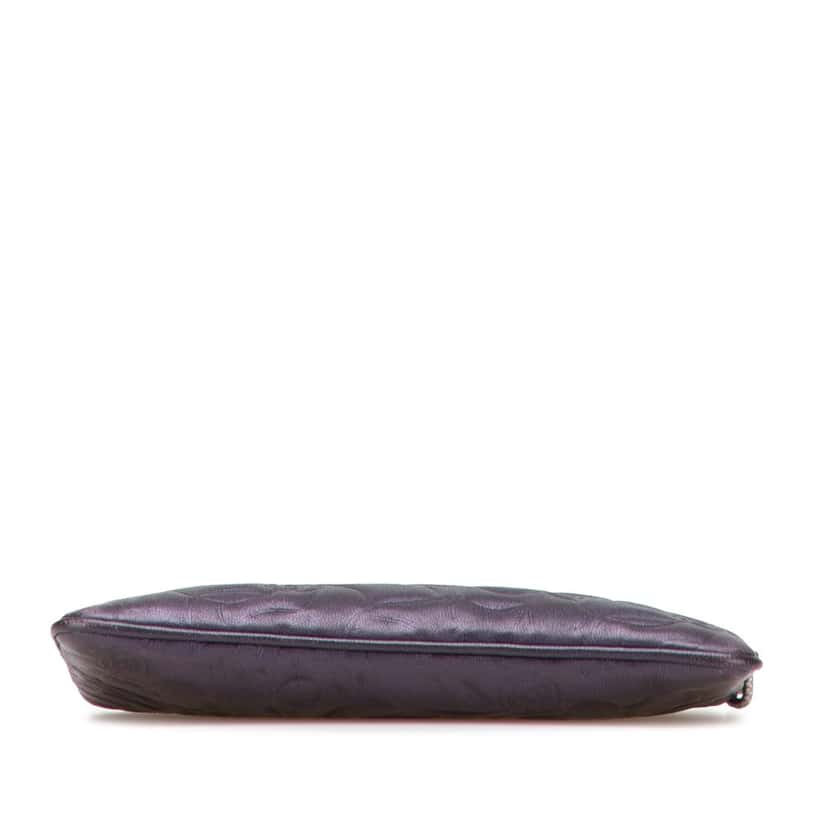 Chanel Embossed Lambskin Camellia Chain Pochette Purple Leather Very good condition - Inside View
