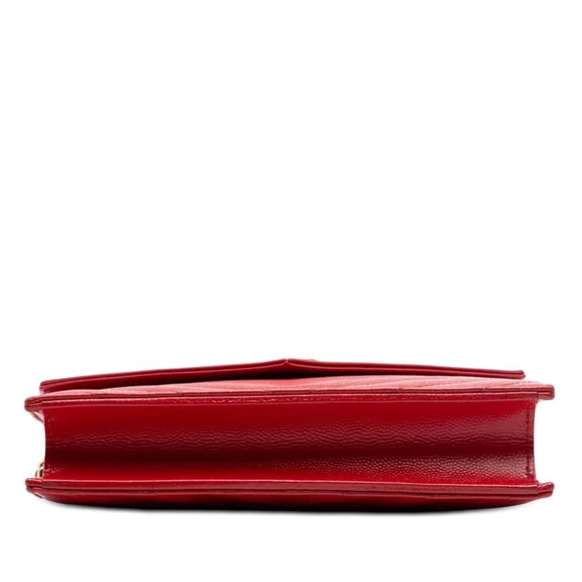 Saint Laurent Grain De Poudre Chevron Monogram Envelope Wallet on Chain Red Leather Very good condition - Inside View