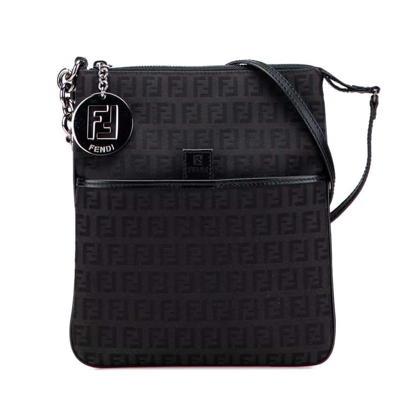 Fendi Zucchino Canvas Crossbody Black Very good condition - Front View