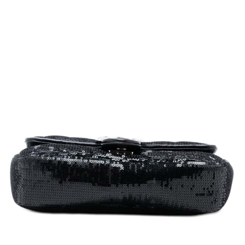 Gucci Small GG Marmont Matelasse Diagonal Sequin and Leather Torchon Shoulder Bag Black Very good condition - Inside View