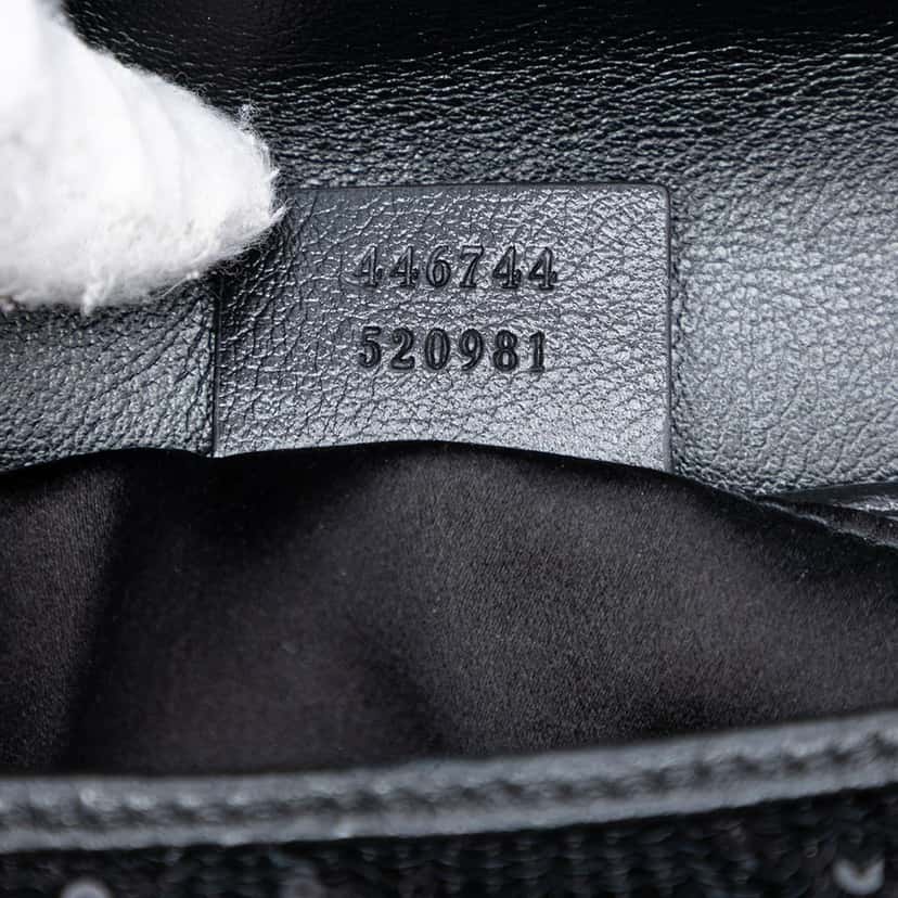 Gucci Small GG Marmont Matelasse Diagonal Sequin and Leather Torchon Shoulder Bag Black Very good condition - Box View