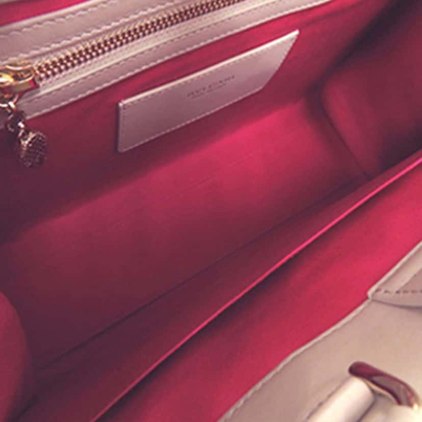 Bvlgari Embossed Leather Logo Infinitum Tote Beige Leather Very good condition - Box View