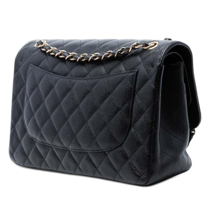 Chanel Jumbo Classic Caviar Double Flap Black Leather Very good condition - Back View