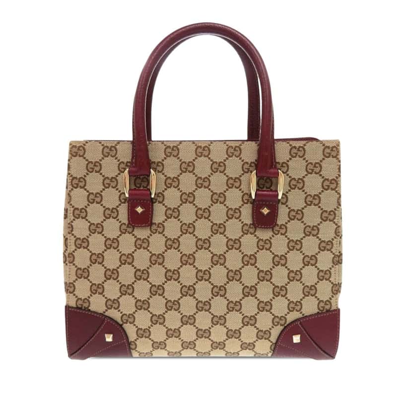 Gucci GG Canvas Nailhead Handbag Beige Very good condition - Back View