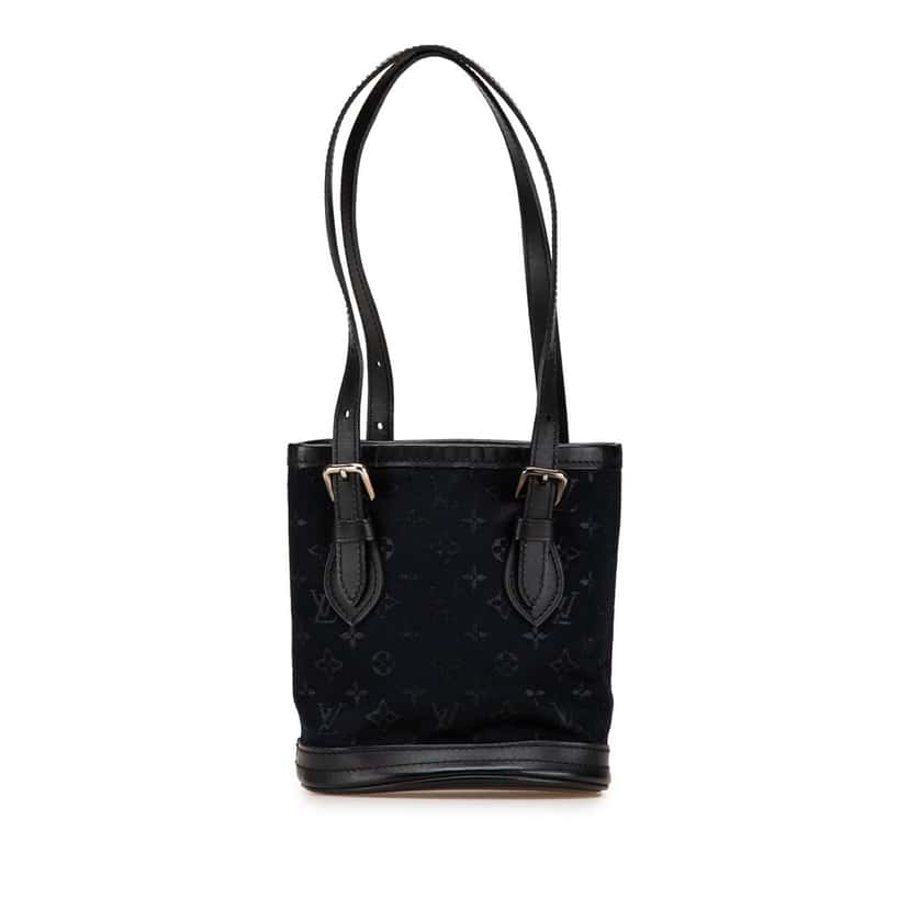 Louis Vuitton Monogram Mini Satin Bucket Black Very good condition - Front View