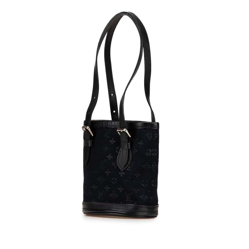 Louis Vuitton Monogram Mini Satin Bucket Black Very good condition - Back View