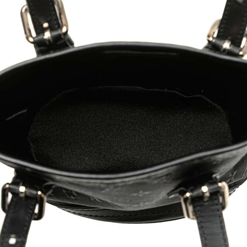 Louis Vuitton Monogram Mini Satin Bucket Black Very good condition - Model View