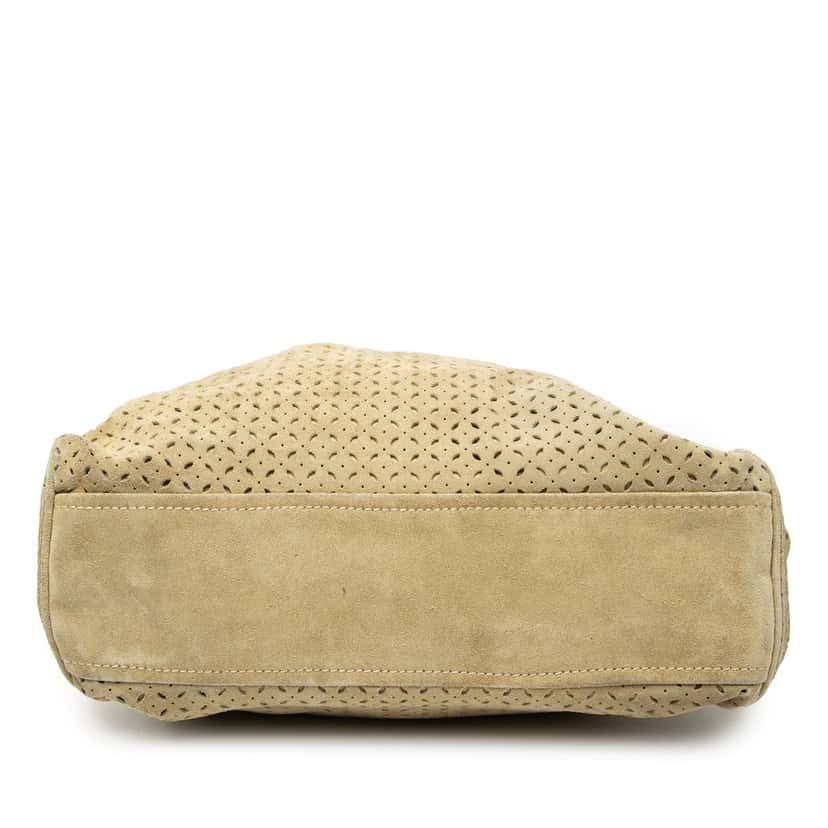 Miu Miu Laser Cut Suede Bamboo Top Handle Bag Beige Leather Very good condition - Inside View