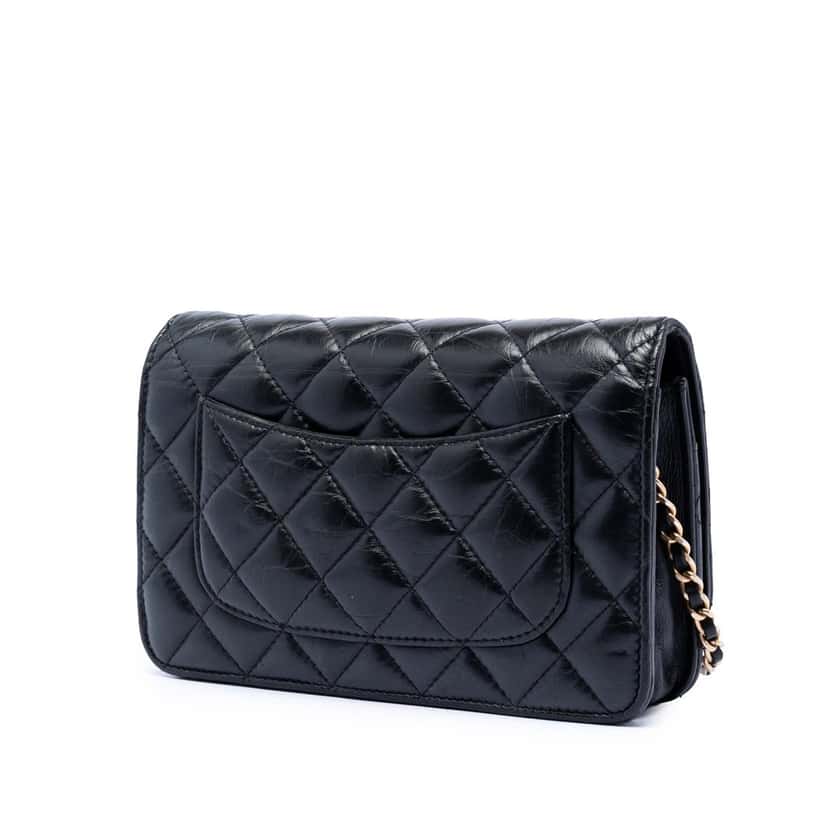 Chanel Quilted Aged Calfskin Reissue 2.55 Wallet on Chain Black Leather Very good condition - Back View