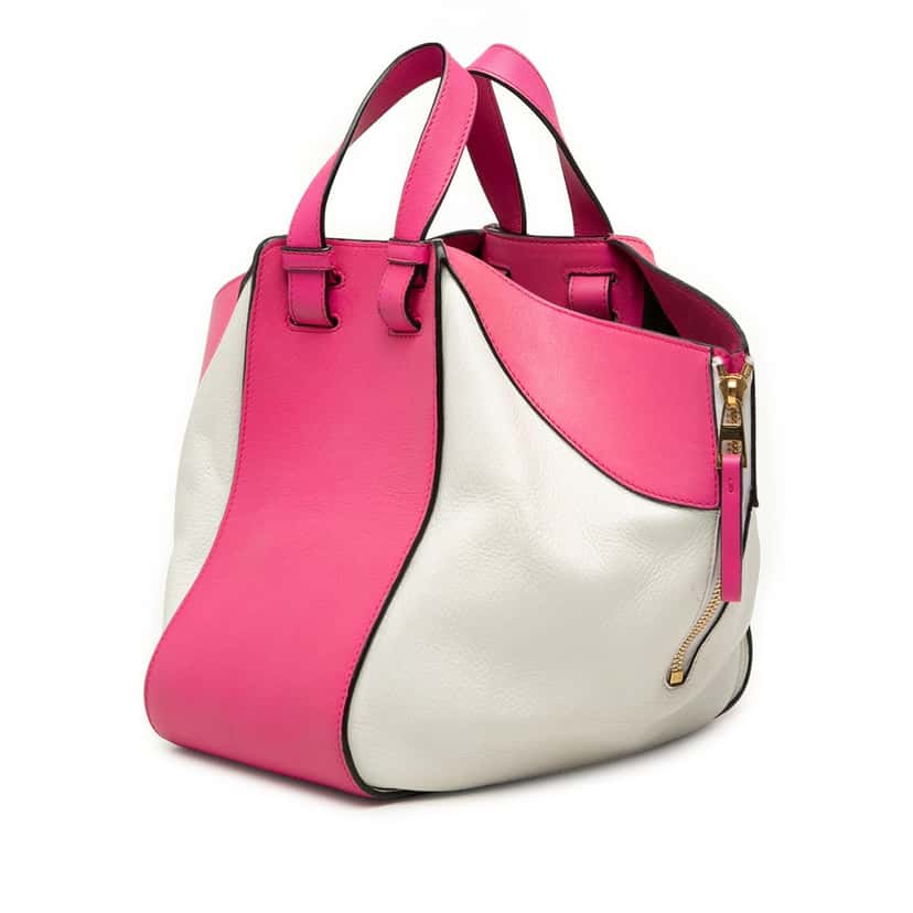 Loewe Small Bicolor Calfskin Hammock Bag Pink Leather Very good condition - Back View