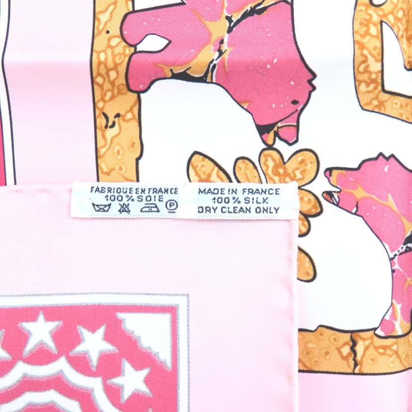 Hermès Early America Silk Scarf 90 Pink Very good condition - Inside View