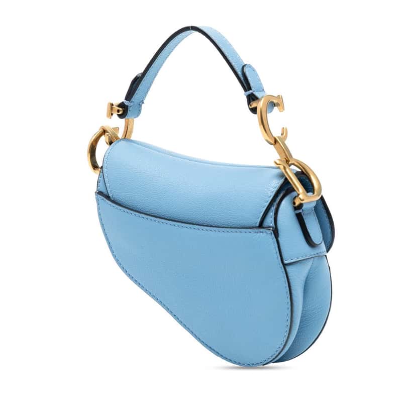 Dior Micro Goatskin Saddle Bag Blue Leather Very good condition - Back View