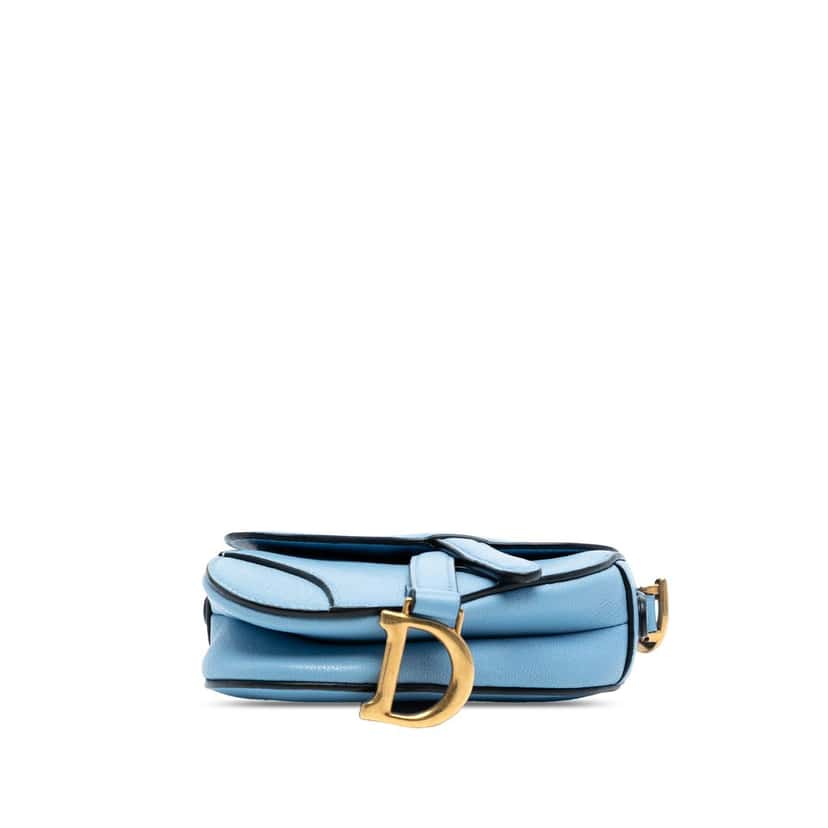 Dior Micro Goatskin Saddle Bag Blue Leather Very good condition - Inside View