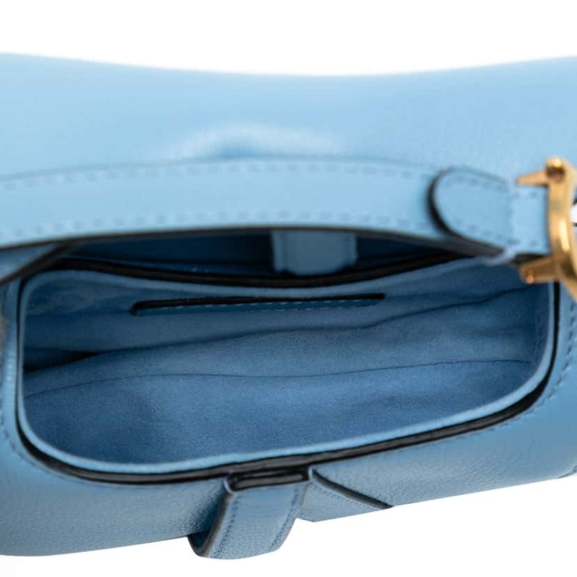 Dior Micro Goatskin Saddle Bag Blue Leather Very good condition - Model View