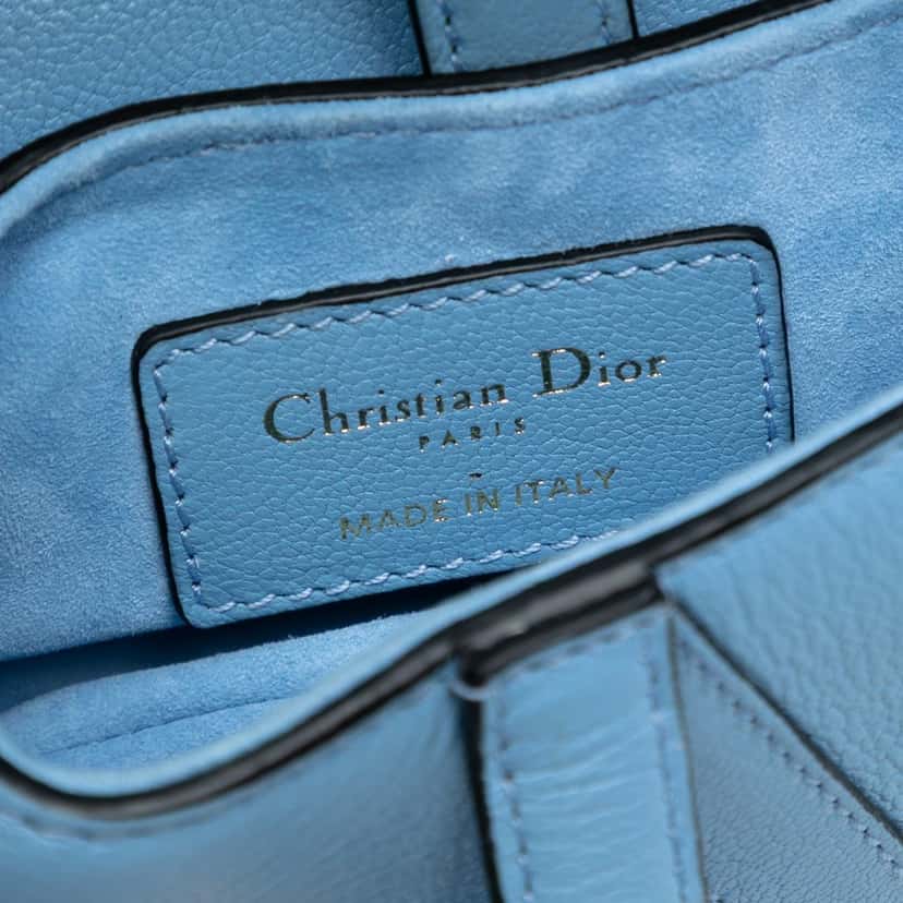 Dior Micro Goatskin Saddle Bag Blue Leather Very good condition - Box View
