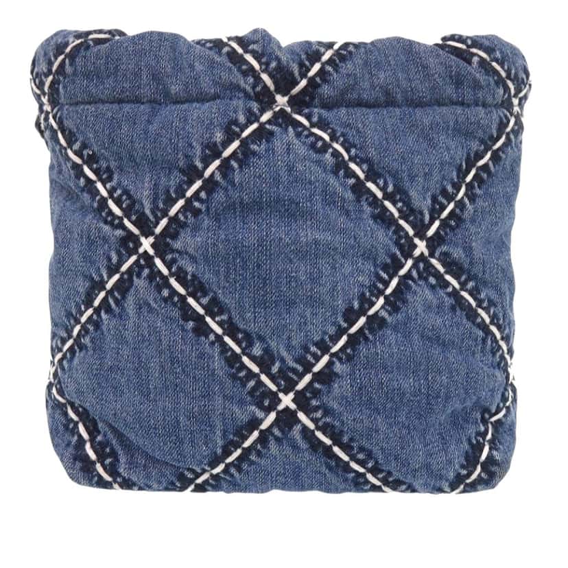 Chanel Mini Denim Stitched 22 Handbag Blue Very good condition - Back View