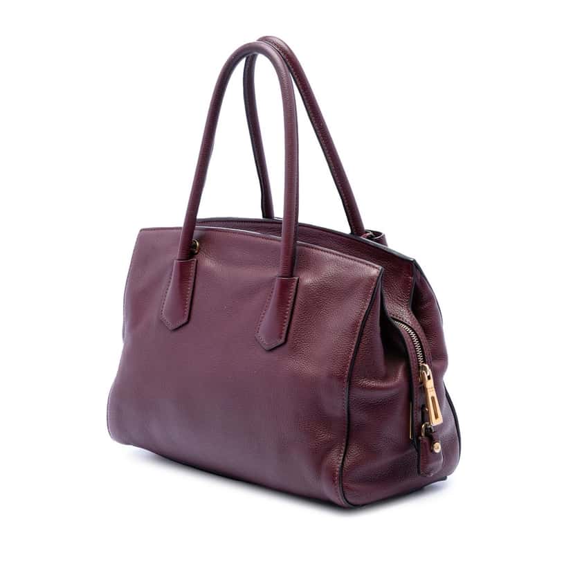 Prada Vitello Daino Zip Top Convertible Tote Red Leather Very good condition - Back View