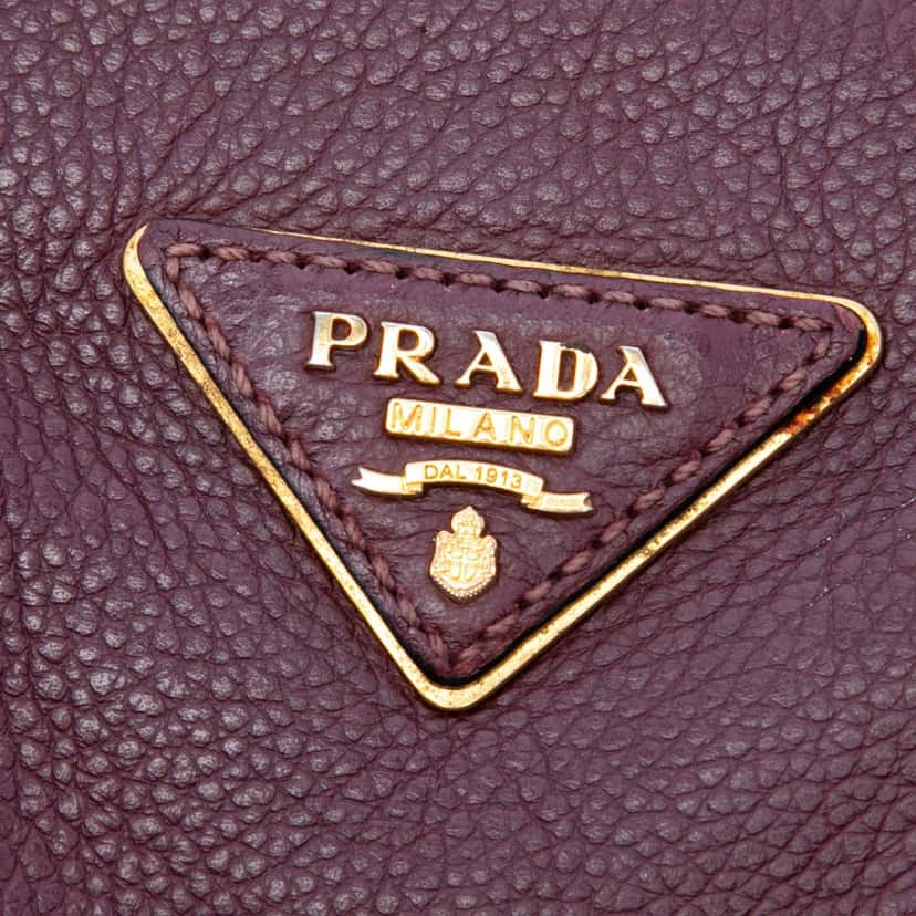 Prada Vitello Daino Zip Top Convertible Tote Red Leather Very good condition - Box View