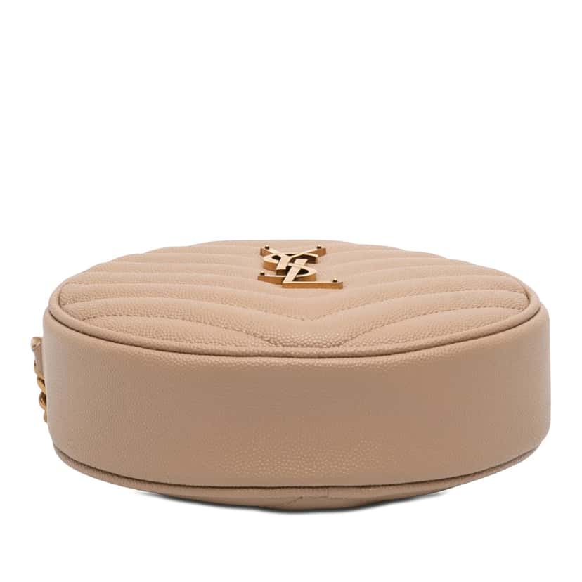 Saint Laurent Grain De Poudre Chevron Round Vinyle Camera Bag Beige Leather Very good condition - Inside View