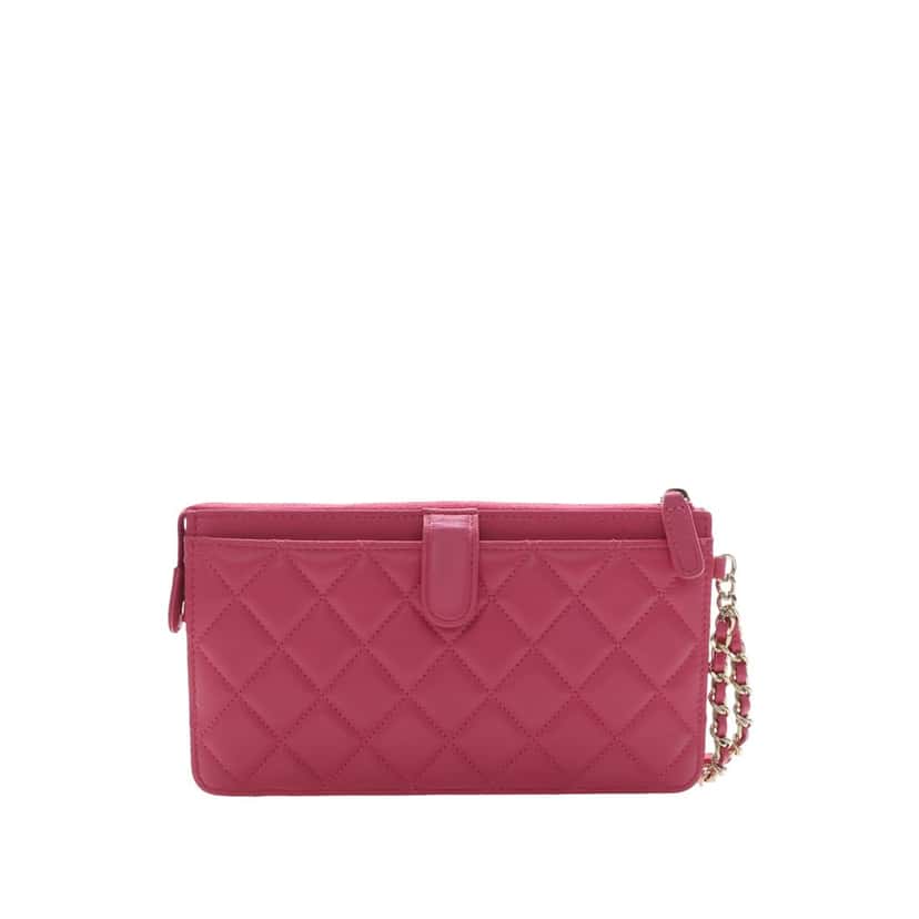 Chanel Quilted Lambskin All About Chanel Clutch On Chain Pink Leather Very good condition - Back View