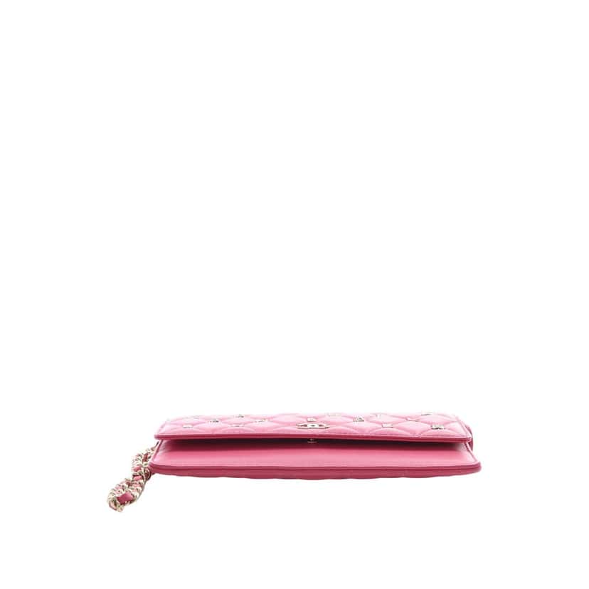 Chanel Quilted Lambskin All About Chanel Clutch On Chain Pink Leather Very good condition - Inside View