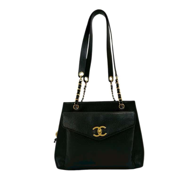 Chanel CC Caviar Front Pocket Chain Tote