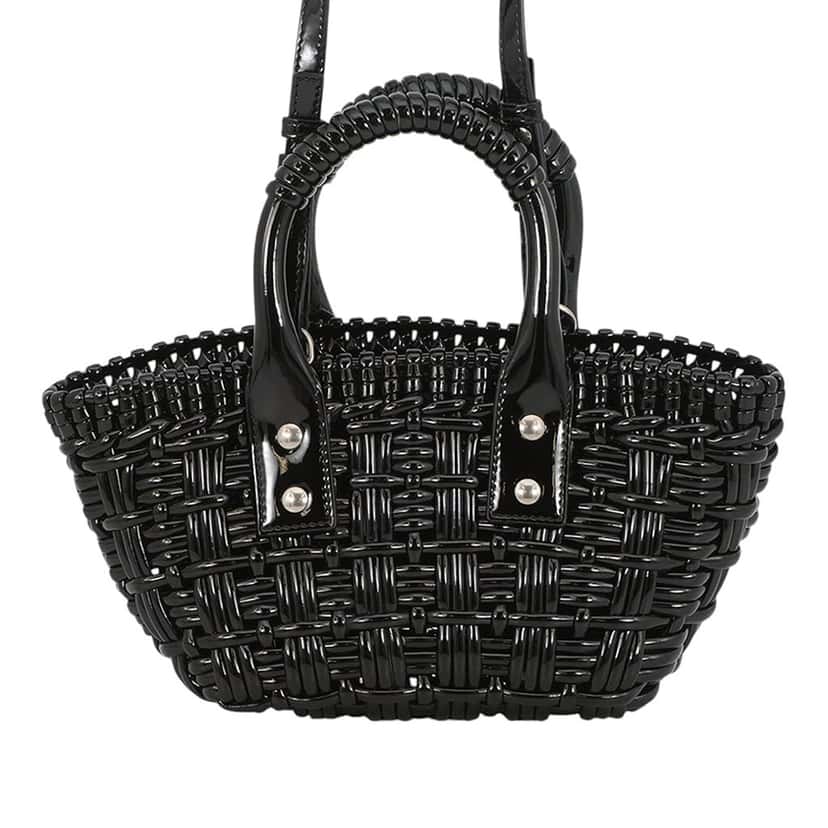 Balenciaga Faux Leather Bistro Basket Bag XXS Black Very good condition - Front View