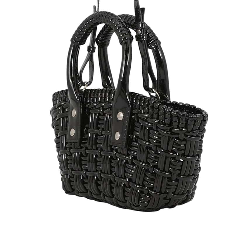 Balenciaga Faux Leather Bistro Basket Bag XXS Black Very good condition - Back View