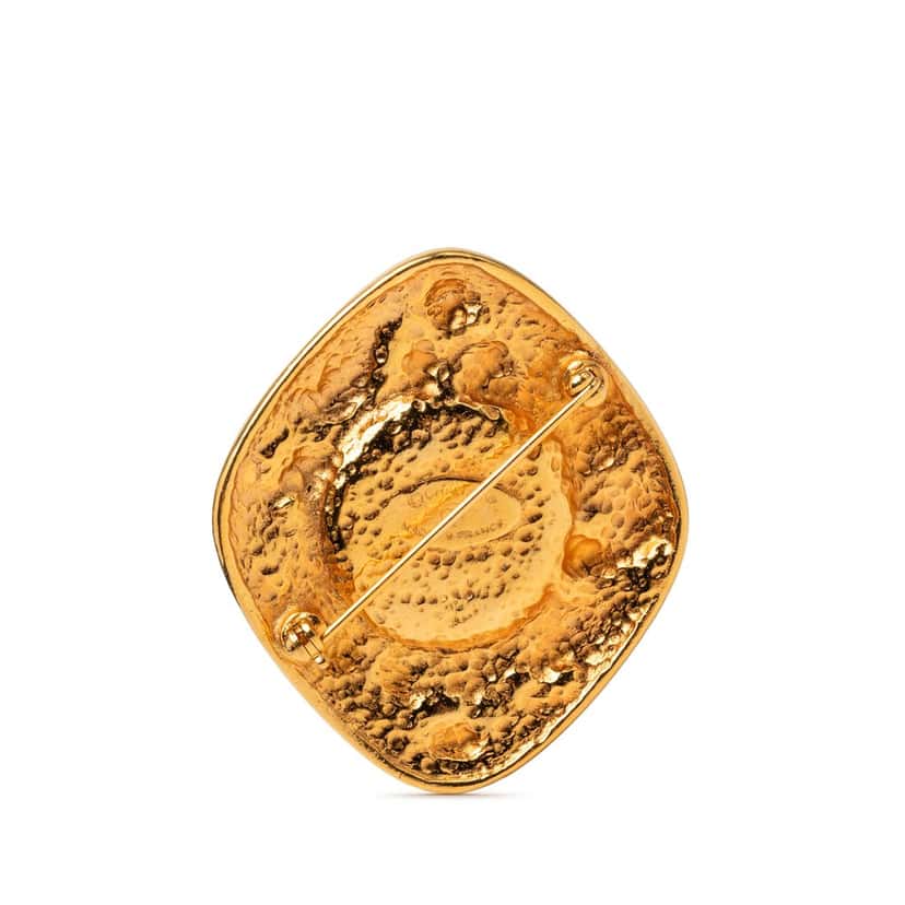 Chanel Gold Plated Baroque Faux Pearl Brooch Gold Metal Very good condition - Back View